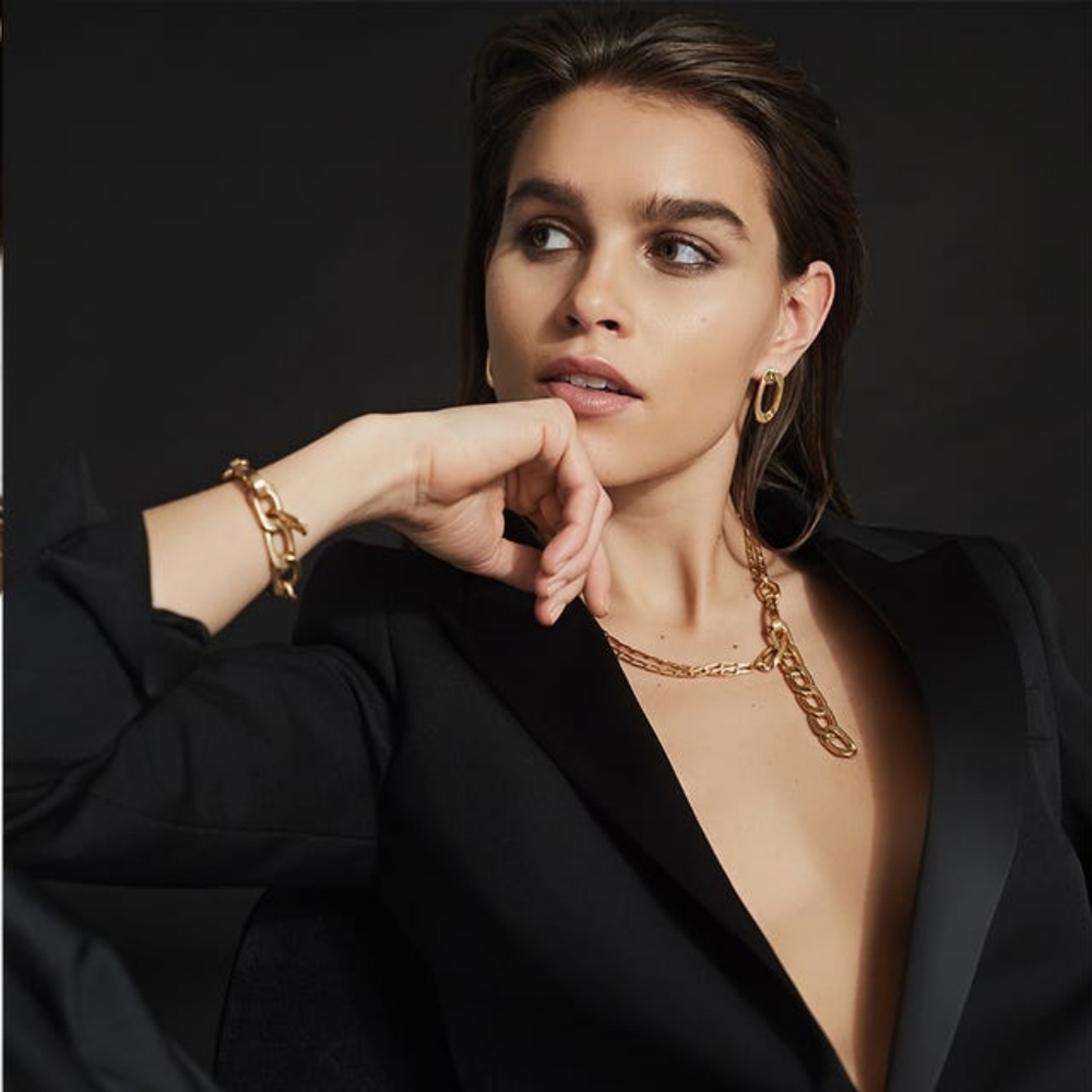 REISS ELLENA GOLD PLATED BRASS CHUNKY STATEMEMT NECKLACE NEW